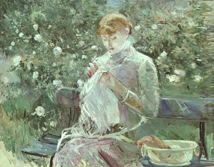 Berthe Morisot Young Woman Sewing in the Garden china oil painting image